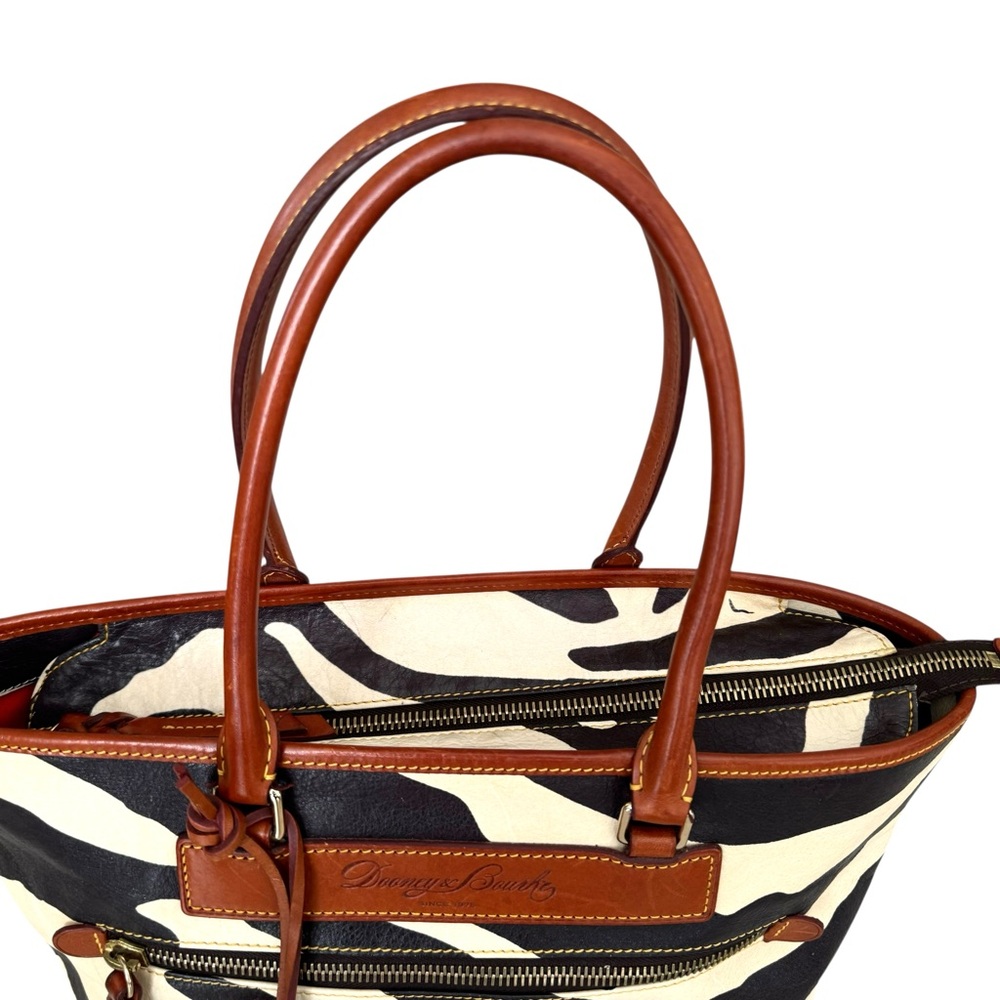 Dooney & Bourke Large Shoulder Bag Zebra Print Vachetta Leather Tote - Picture 7 of 17